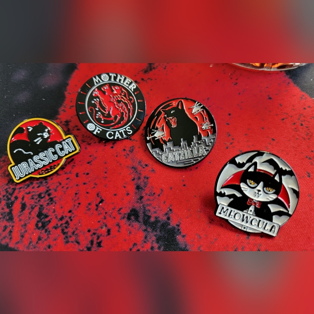 Collection of Movie Title Cat pins